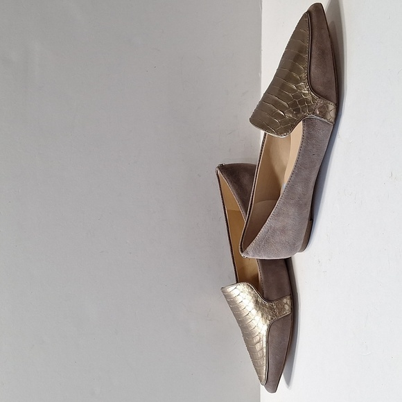 Dkny NEW Dara Quiet Luxury Business Casual Platinum Metallic Strap Flats Size 7 - Picture 10 of 12